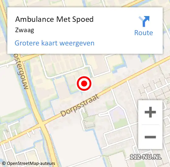 Locatie op kaart van de 112 melding: Ambulance Met Spoed Naar Zwaag op 8 oktober 2018 02:20