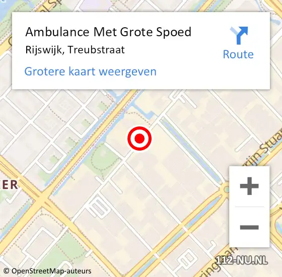 Locatie op kaart van de 112 melding: Ambulance Met Grote Spoed Naar Rijswijk, Treubstraat op 8 oktober 2018 11:08