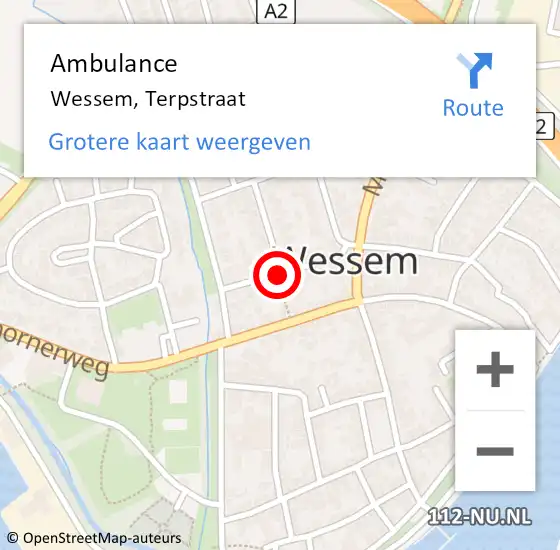 Locatie op kaart van de 112 melding: Ambulance Wessem, Terpstraat op 8 oktober 2018 18:12