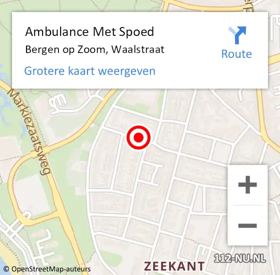 Locatie op kaart van de 112 melding: Ambulance Met Spoed Naar Bergen op Zoom, Waalstraat op 8 oktober 2018 20:55