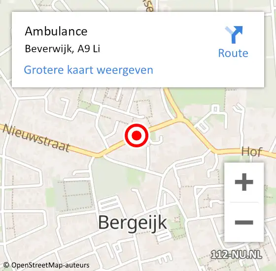 Locatie op kaart van de 112 melding: Ambulance Beverwijk, A9 Li op 9 oktober 2018 06:52
