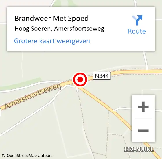 Locatie op kaart van de 112 melding: Brandweer Met Spoed Naar Hoog Soeren, Amersfoortseweg op 9 oktober 2018 09:14
