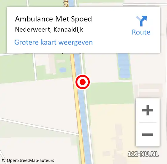 Locatie op kaart van de 112 melding: Ambulance Met Spoed Naar Nederweert, Kanaaldijk op 9 oktober 2018 09:18