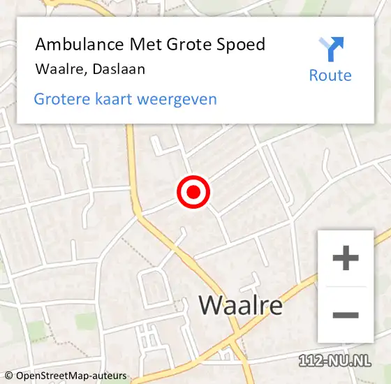 Locatie op kaart van de 112 melding: Ambulance Met Grote Spoed Naar Waalre, Daslaan op 9 oktober 2018 12:16