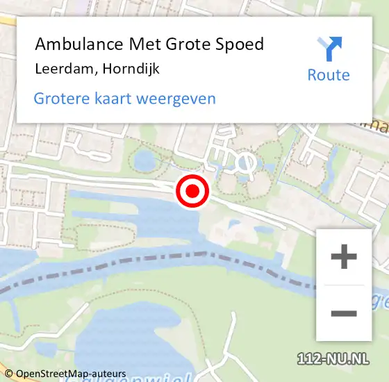 Locatie op kaart van de 112 melding: Ambulance Met Grote Spoed Naar Leerdam, Horndijk op 9 oktober 2018 13:12