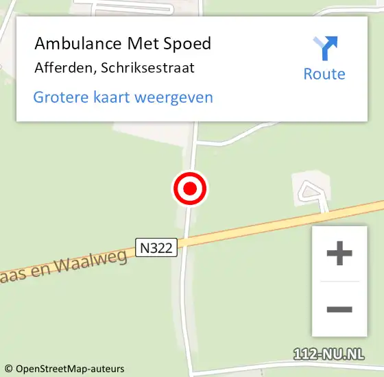Locatie op kaart van de 112 melding: Ambulance Met Spoed Naar Afferden, Schriksestraat op 9 oktober 2018 19:52