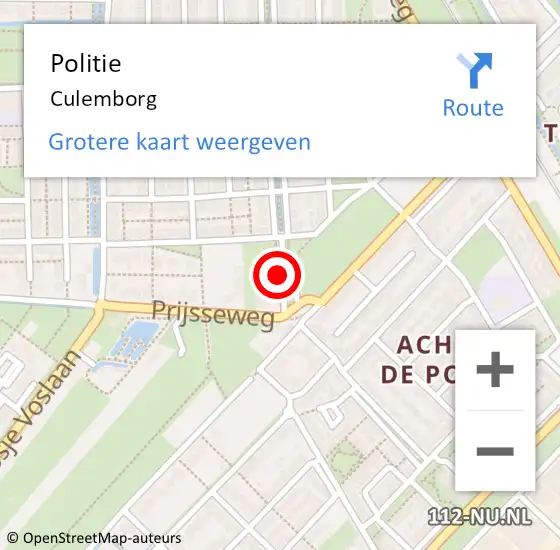 Locatie op kaart van de 112 melding: Politie Culemborg op 9 oktober 2018 20:13