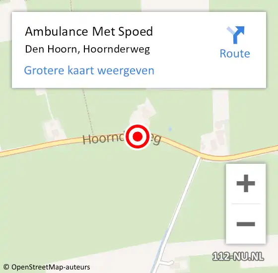 Locatie op kaart van de 112 melding: Ambulance Met Spoed Naar Den Hoorn, Hoornderweg op 9 oktober 2018 21:13