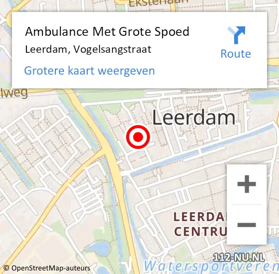 Locatie op kaart van de 112 melding: Ambulance Met Grote Spoed Naar Leerdam, Vogelsangstraat op 10 oktober 2018 01:56
