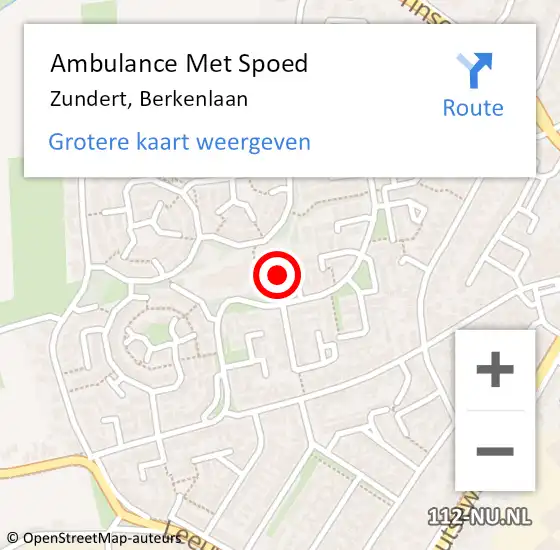 Locatie op kaart van de 112 melding: Ambulance Met Spoed Naar Zundert, Berkenlaan op 10 oktober 2018 03:42