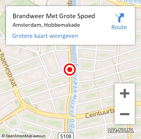 Locatie op kaart van de 112 melding: Brandweer Met Grote Spoed Naar Amsterdam, Hobbemakade op 10 oktober 2018 05:56