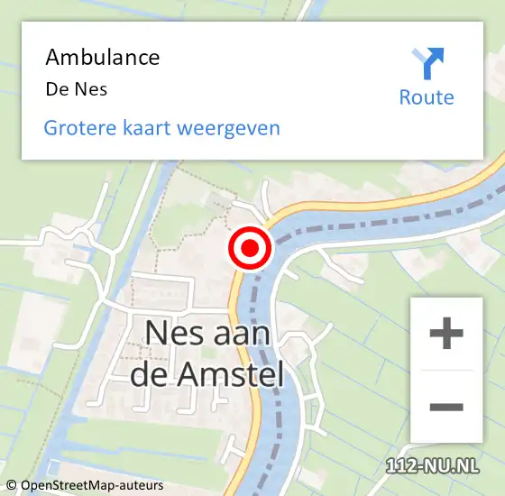 Locatie op kaart van de 112 melding: Ambulance De Nes op 10 oktober 2018 06:32