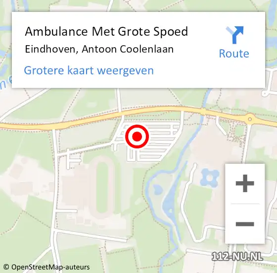 Locatie op kaart van de 112 melding: Ambulance Met Grote Spoed Naar Eindhoven, Antoon Coolenlaan op 10 oktober 2018 08:09