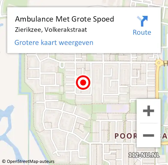 Locatie op kaart van de 112 melding: Ambulance Met Grote Spoed Naar Zierikzee, Volkerakstraat op 10 oktober 2018 10:34