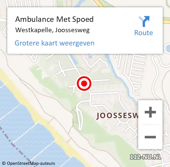 Locatie op kaart van de 112 melding: Ambulance Met Spoed Naar Westkapelle, Joossesweg op 10 oktober 2018 11:35