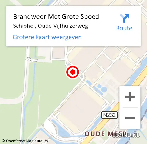 Locatie op kaart van de 112 melding: Brandweer Met Grote Spoed Naar Schiphol, Oude Vijfhuizerweg op 10 oktober 2018 12:06