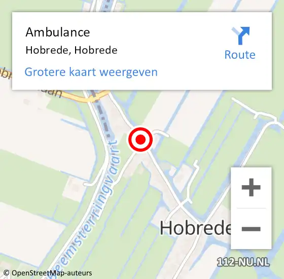 Locatie op kaart van de 112 melding: Ambulance Hobrede, Hobrede op 10 oktober 2018 12:35