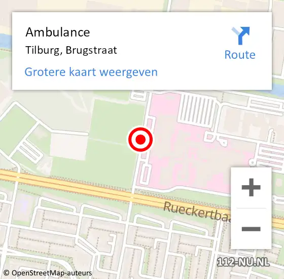 Locatie op kaart van de 112 melding: Ambulance Tilburg, Brugstraat op 10 oktober 2018 15:43