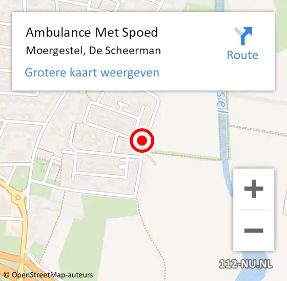 Locatie op kaart van de 112 melding: Ambulance Met Spoed Naar Moergestel, De Scheerman op 10 oktober 2018 15:58
