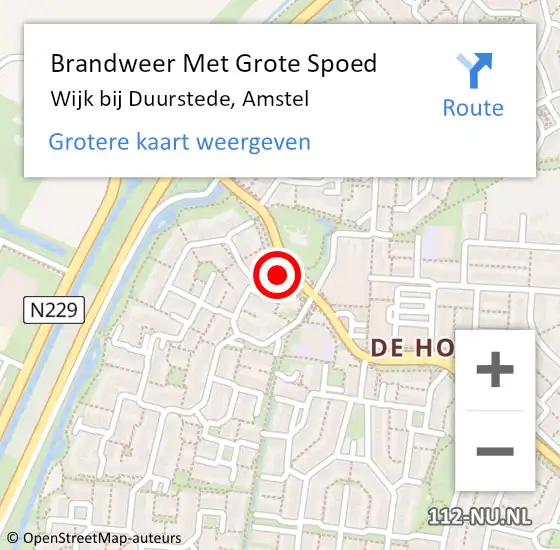 Locatie op kaart van de 112 melding: Brandweer Met Grote Spoed Naar Wijk bij Duurstede, Amstel op 10 oktober 2018 18:47