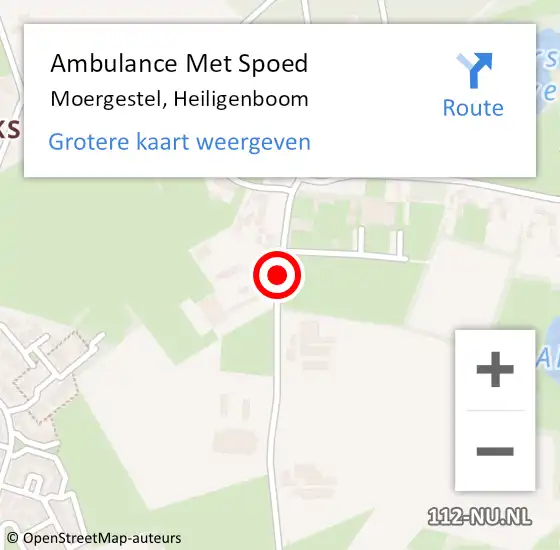 Locatie op kaart van de 112 melding: Ambulance Met Spoed Naar Moergestel, Heiligenboom op 10 oktober 2018 20:38