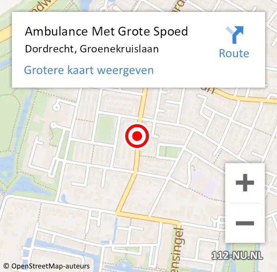 Locatie op kaart van de 112 melding: Ambulance Met Grote Spoed Naar Dordrecht, Groenekruislaan op 10 oktober 2018 21:00
