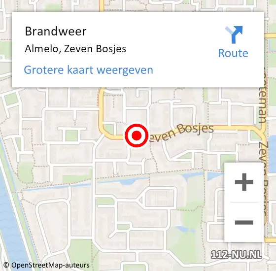 Locatie op kaart van de 112 melding: Brandweer Almelo, Zeven Bosjes op 11 oktober 2018 02:47