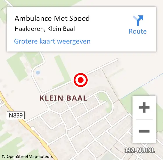 Locatie op kaart van de 112 melding: Ambulance Met Spoed Naar Haalderen, Klein Baal op 11 maart 2014 13:53