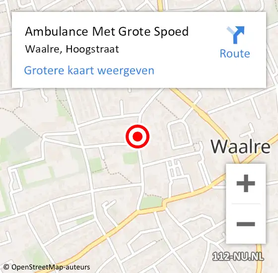 Locatie op kaart van de 112 melding: Ambulance Met Grote Spoed Naar Waalre, Hoogstraat op 11 oktober 2018 11:42