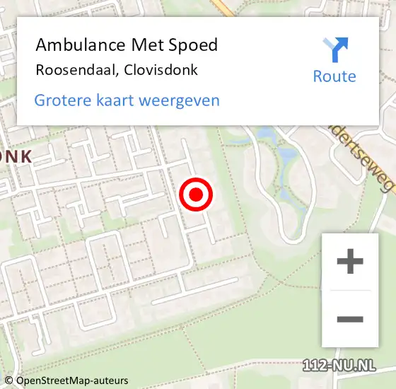Locatie op kaart van de 112 melding: Ambulance Met Spoed Naar Roosendaal, Clovisdonk op 11 oktober 2018 11:55