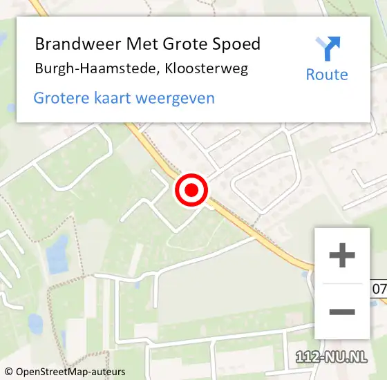 Locatie op kaart van de 112 melding: Brandweer Met Grote Spoed Naar Burgh-Haamstede, Kloosterweg op 11 oktober 2018 12:34