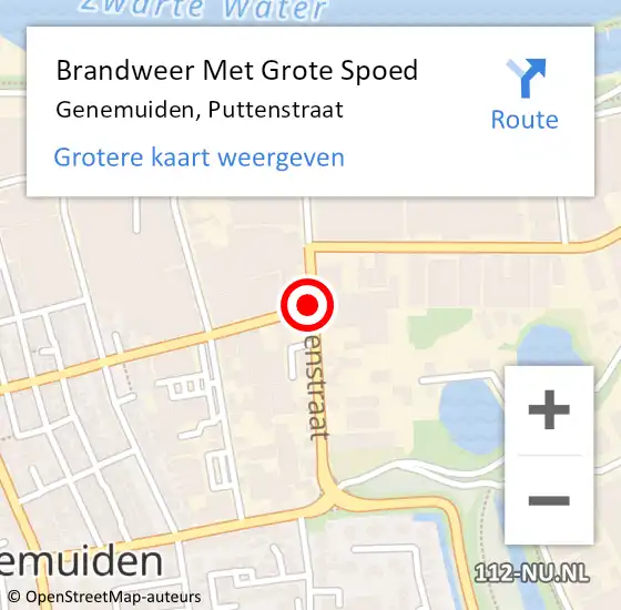 Locatie op kaart van de 112 melding: Brandweer Met Grote Spoed Naar Genemuiden, Puttenstraat op 11 oktober 2018 14:07