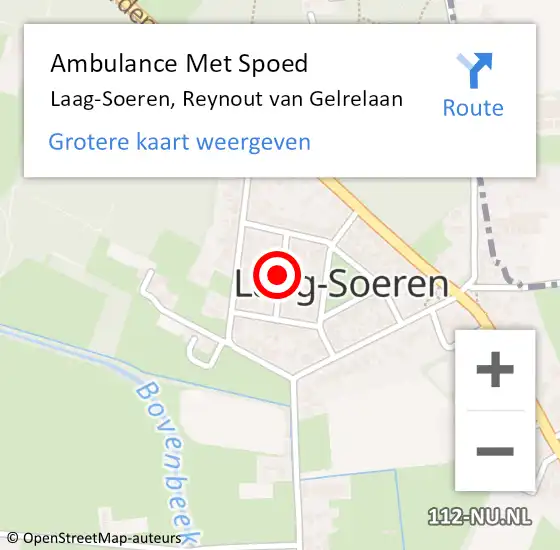 Locatie op kaart van de 112 melding: Ambulance Met Spoed Naar Laag-Soeren, Reynout van Gelrelaan op 11 oktober 2018 15:40
