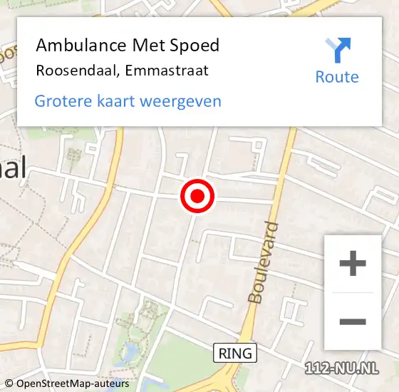 Locatie op kaart van de 112 melding: Ambulance Met Spoed Naar Roosendaal, Wilhelminastraat op 11 oktober 2018 16:02