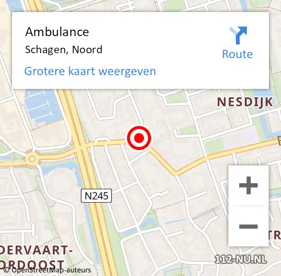 Locatie op kaart van de 112 melding: Ambulance Schagen, Noord op 11 oktober 2018 17:05