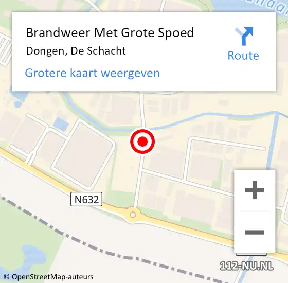 Locatie op kaart van de 112 melding: Brandweer Met Grote Spoed Naar Dongen, De Schacht op 11 oktober 2018 19:35