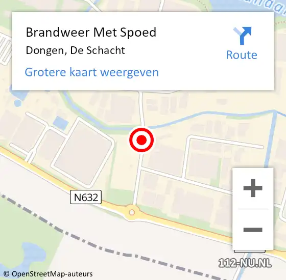 Locatie op kaart van de 112 melding: Brandweer Met Spoed Naar Dongen, De Schacht op 11 oktober 2018 20:30