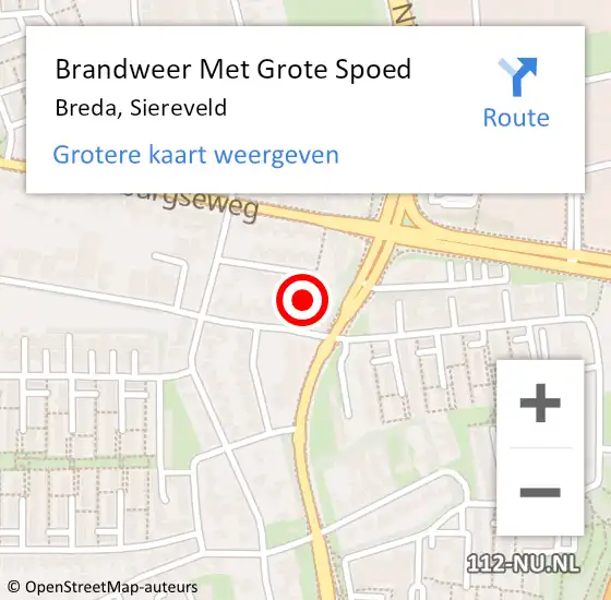 Locatie op kaart van de 112 melding: Brandweer Met Grote Spoed Naar Breda, Siereveld op 11 oktober 2018 22:00