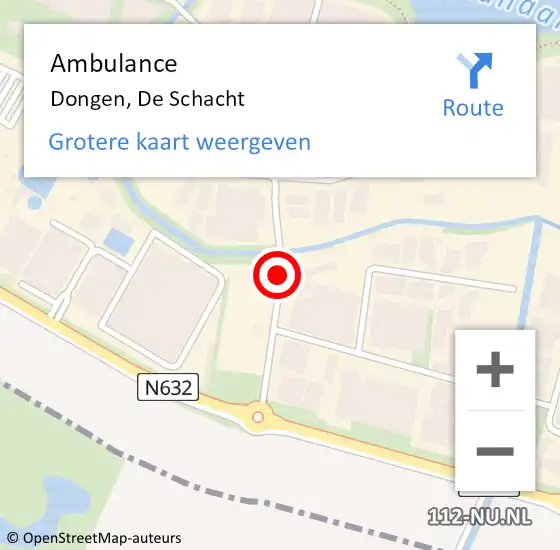 Locatie op kaart van de 112 melding: Ambulance Dongen, De Schacht op 11 oktober 2018 22:38