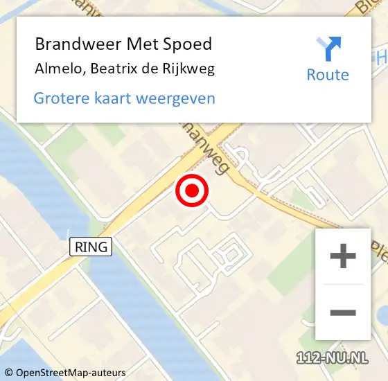 Locatie op kaart van de 112 melding: Brandweer Met Spoed Naar Almelo, Beatrix de Rijkweg op 11 oktober 2018 22:44