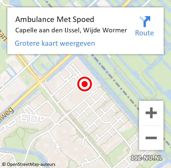 Locatie op kaart van de 112 melding: Ambulance Met Spoed Naar Capelle aan den IJssel, Wijde Wormer op 11 oktober 2018 23:10