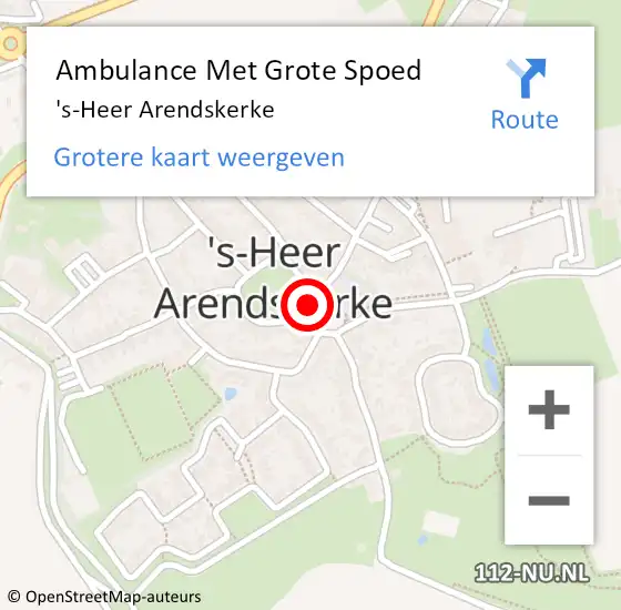 Locatie op kaart van de 112 melding: Ambulance Met Grote Spoed Naar 's-Heer Arendskerke op 12 oktober 2018 01:14