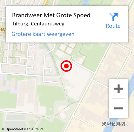 Locatie op kaart van de 112 melding: Brandweer Met Grote Spoed Naar Tilburg, Centaurusweg op 12 oktober 2018 03:40