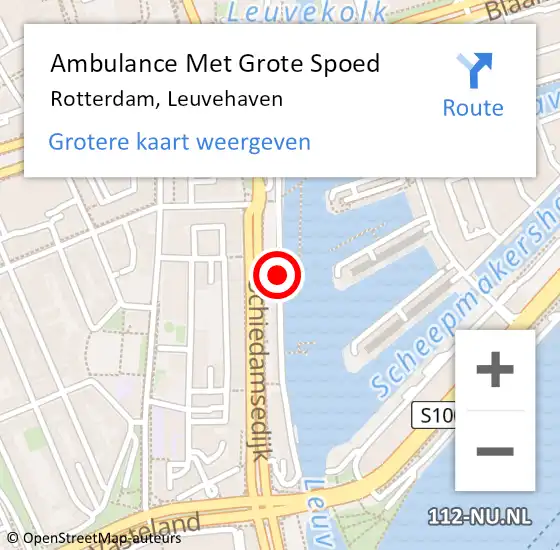 Locatie op kaart van de 112 melding: Ambulance Met Grote Spoed Naar Rotterdam, Leuvehaven op 12 oktober 2018 10:00