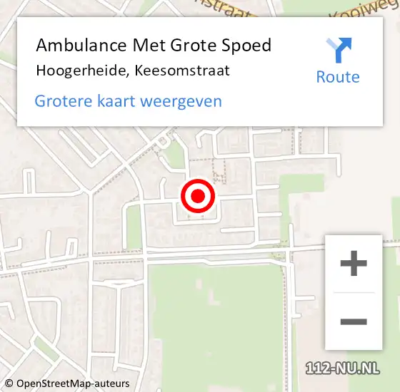 Locatie op kaart van de 112 melding: Ambulance Met Grote Spoed Naar Hoogerheide, Keesomstraat op 12 oktober 2018 10:06