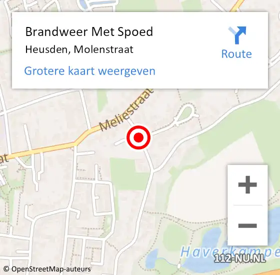 Locatie op kaart van de 112 melding: Brandweer Met Spoed Naar Heusden, Molenstraat op 12 oktober 2018 10:10