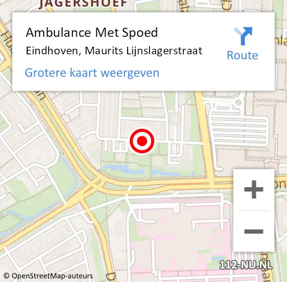 Locatie op kaart van de 112 melding: Ambulance Met Spoed Naar Eindhoven, Maurits Lijnslagerstraat op 12 oktober 2018 11:43