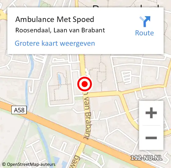 Locatie op kaart van de 112 melding: Ambulance Met Spoed Naar Roosendaal, Laan Van Brabant op 12 oktober 2018 15:07