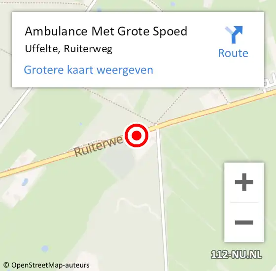 Locatie op kaart van de 112 melding: Ambulance Met Grote Spoed Naar Uffelte, Ruiterweg op 12 oktober 2018 16:25