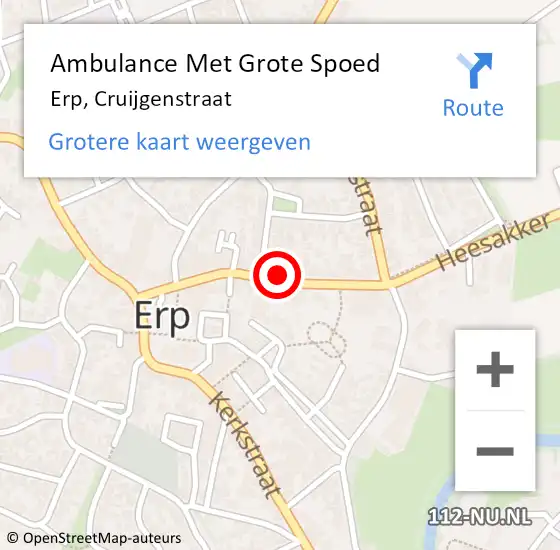 Locatie op kaart van de 112 melding: Ambulance Met Grote Spoed Naar Erp, Cruijgenstraat op 12 oktober 2018 16:49